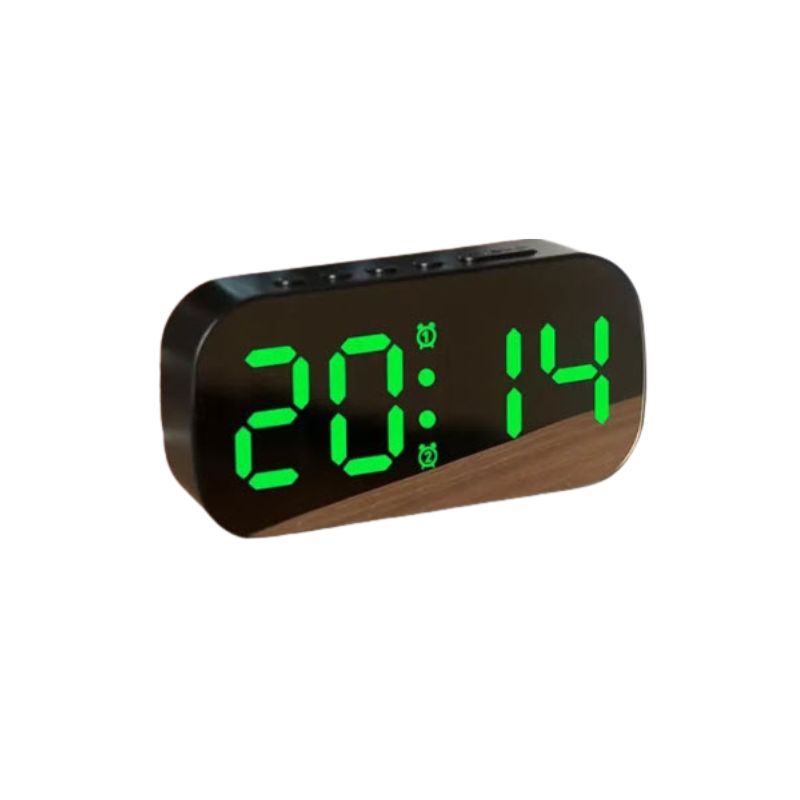 שעון מעורר דיגיטלי שולחני ירוק שחור